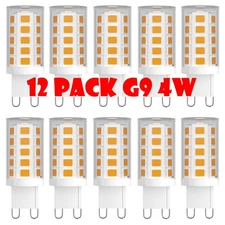 12 Pack 4W G9 LED Bulbs Warm White 2700K Bulb 360° Beam 120V 450LM No-Flicker