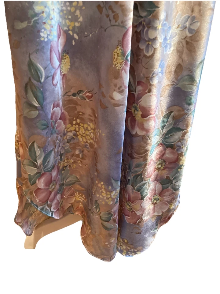 Conjunto Camisón Bata Dinastía California Vintage Talla 1X Encaje Floral Botones Lila Foto 3 de 4