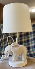 Elephant Table Lamp with Fabric Shade, Baby Room, Kids Room. Infants Nursery.