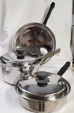 3 Piece Vintage Weston Hall Cookware Set 18/8 Heavy Duty Stainless Steel 3 Ply 