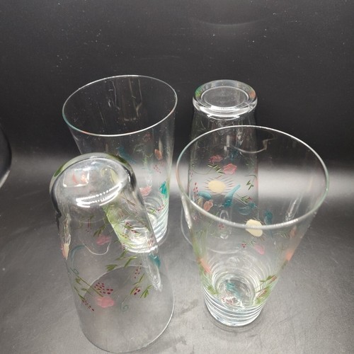 Set of 4 ROOST San Francisco 12oz Etched Bird Floral Glasses Vintage - Picture 11 of 11