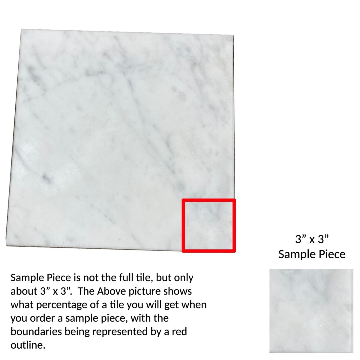 Tile Carrara White Marble 2cm Remodel Floor About 3x3 SAMPLE PIECE
