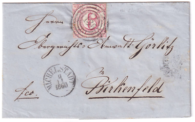 Thurn & Taxis 6 Kr. Minr 22 Ia Ef Letter Michelstadt Bp L3