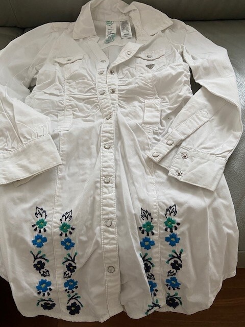 Girls Guess white cotton Dress Sz 7 - 8 S birthday party long sleeve summer