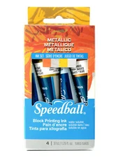 Speedball Block Printing Metallic Ink Set - pack of 4