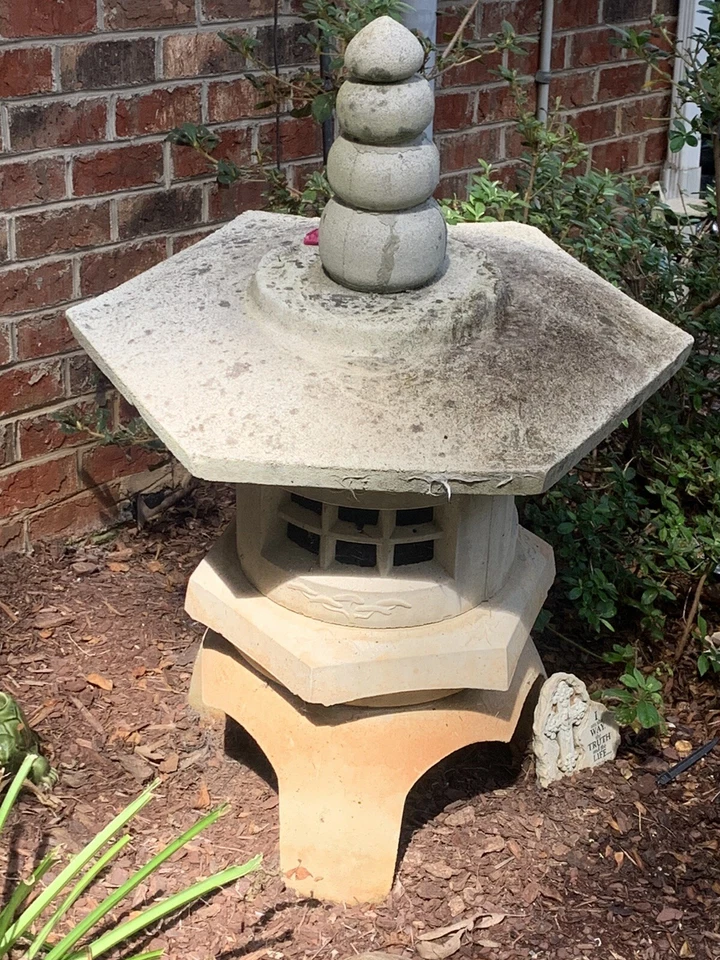 PAGODA ORIENTAL CONCRETE LANTERN Chinese ZEN Buddha Temple GARDEN CEMENT ART❤️Tb - Image 3 of 3