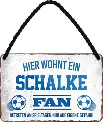 Blechschild Fußball Hier wohnt ein Schalke Fan 18x12cm