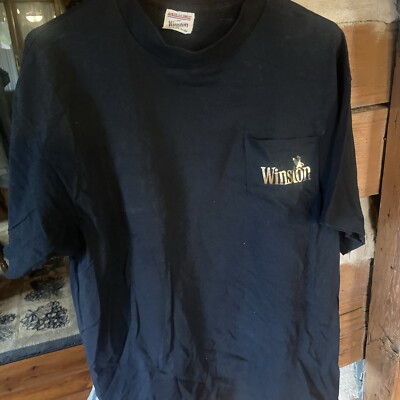 Vintage Winston Pocket T Shirt Black Eagles 80s 90s Made In USA  XL New Old stoc