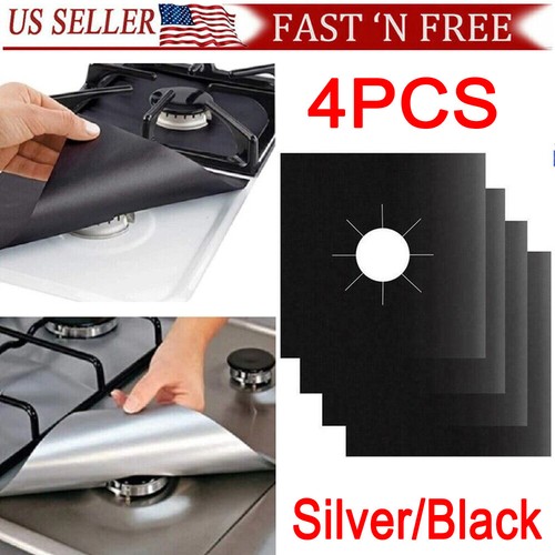 4pcs Gas Range Stove Top Burner Cover Protector Reusable Liner Clean