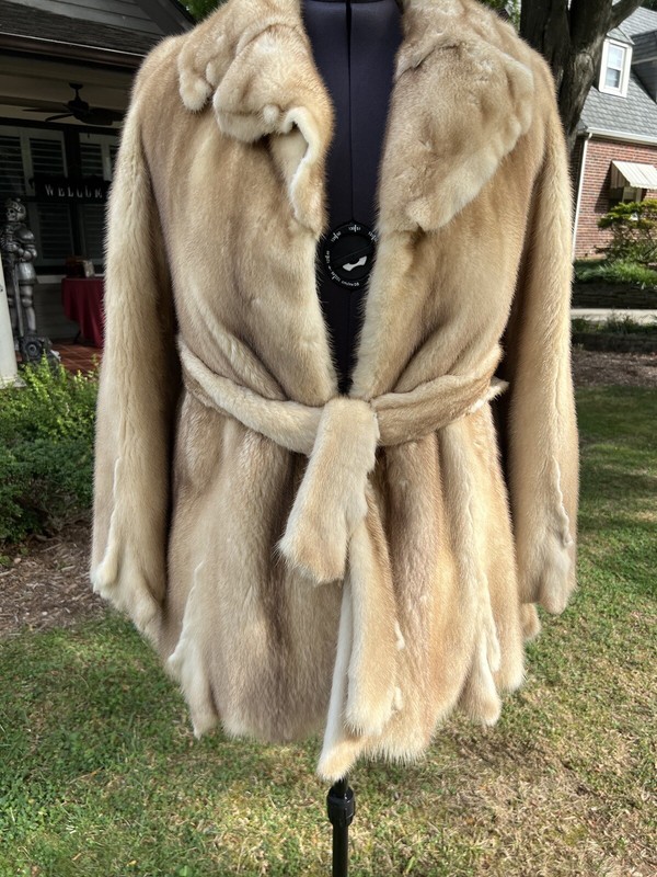 Stunning Custom Made Bleached Golden Mink, Raw edges, Notch Collar $10,000