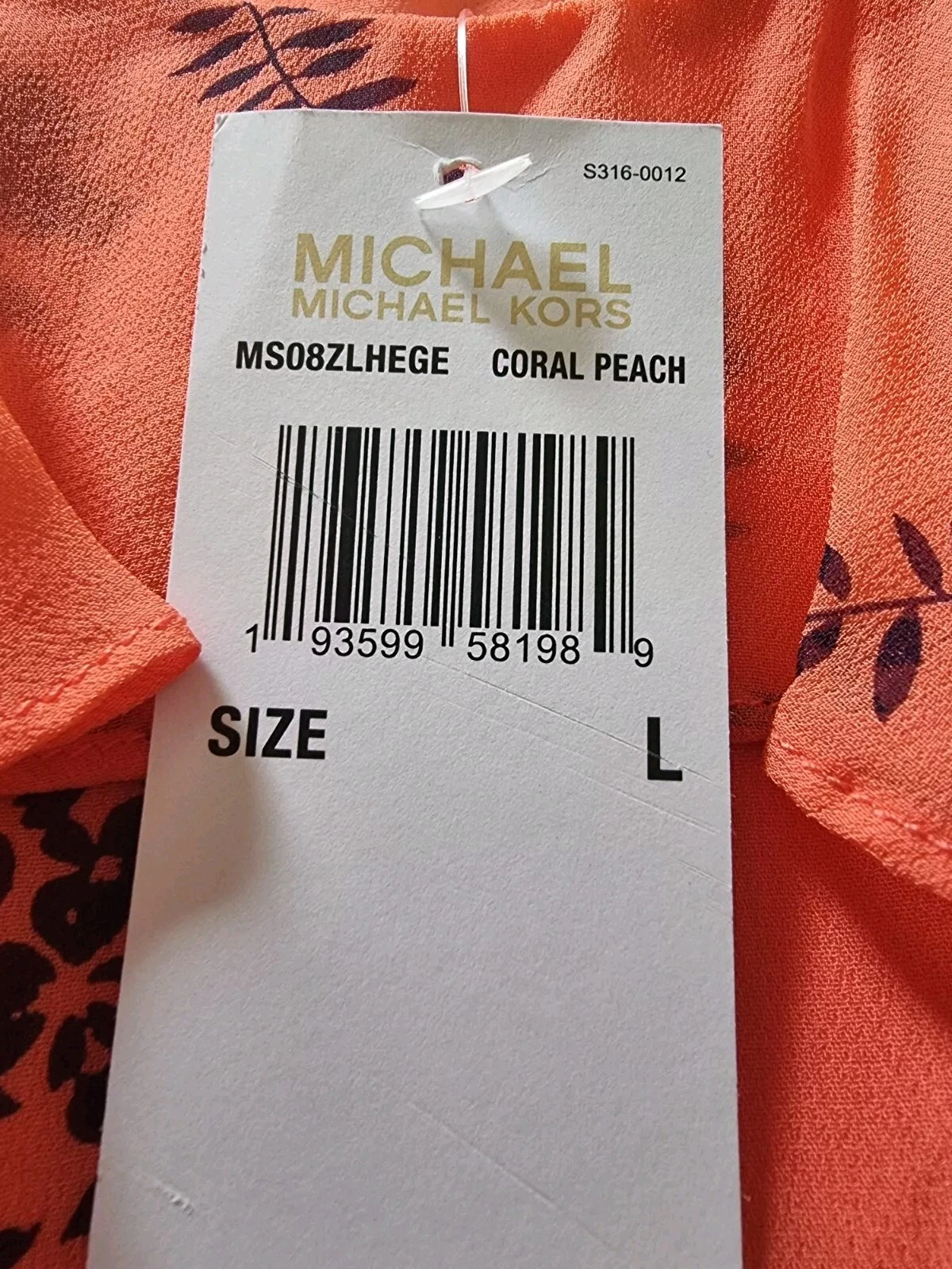 Abito Michael Kors pesca corallo taglia L nuovo con etichette costo circa £200