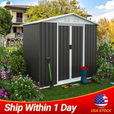 4'x6' Outdoor Storage Shed Metal Garden Tool Shed w/Lockable Doors for Backyard