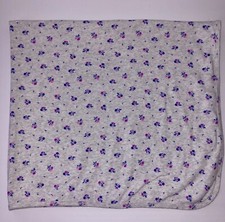 Carter s Gray Baby Blanket w/ Purple Blue Flowers Floral Pattern 34x31 Cotton