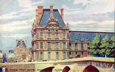 Paris Pont Königlicher Pavillon Flore französische illustrierte Postkarte L.V.Cie Ag4 unbespielt