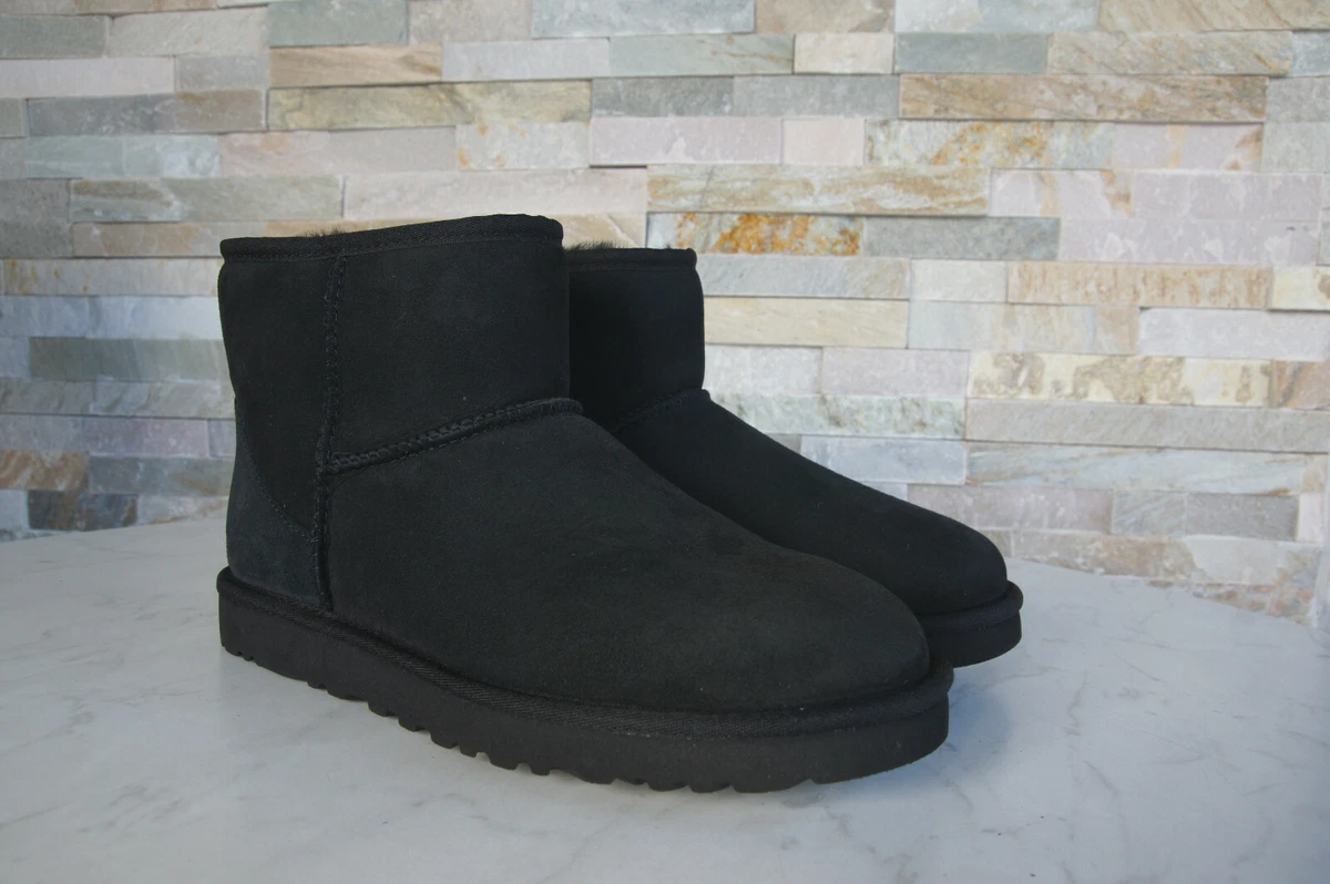 Ugg 8 40,5 Botines Botas de Invierno Zapatos Piel de Cordero Negro Nuevo Ehemuvp