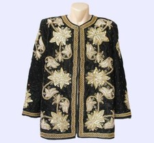 UZBEK AMAZING HANDMADE EMBROIDERY ON VELVET - JACKET CHAPAN ROBE