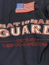 National Guard Windbreaker Mens Small Navy Blue Flag Large Logo Windbreaker RSP