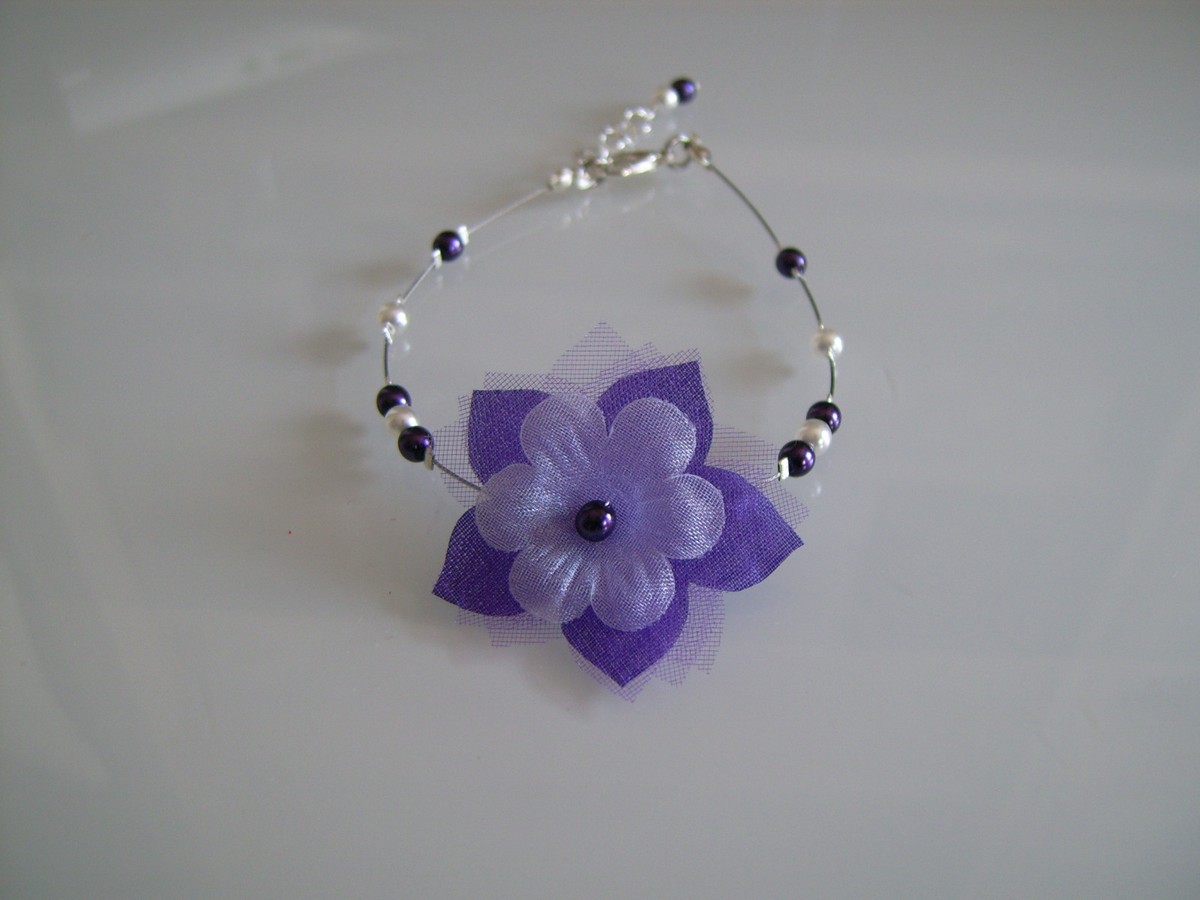 Bracelet Perles Rose/violet Pour Mariage Ou Soirée - Femme - Neuf Avec étiquette