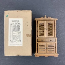 Concord Miniature Vintage Mesh Door Hutch Cabinet Doll House Furniture