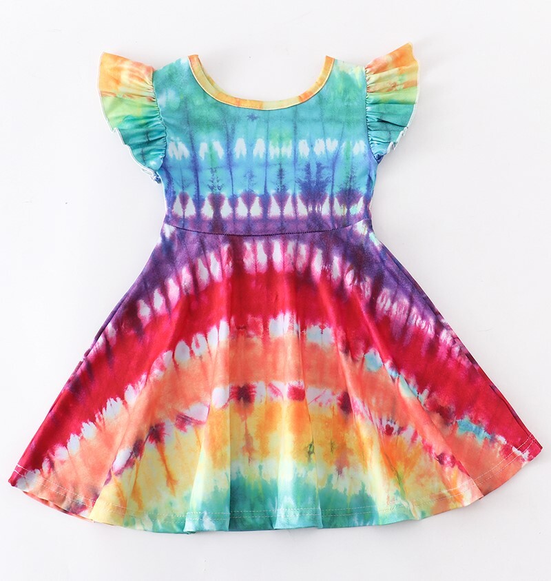NEW Boutique Girls Tie Dye Short Sleeve Dress