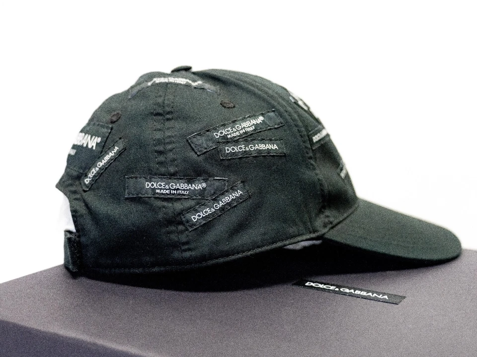 Gorra de béisbol DOLCE GABBANA LOGOMANIA negra con logotipo etiqueta talla 58 unisex Foto 2 de 4