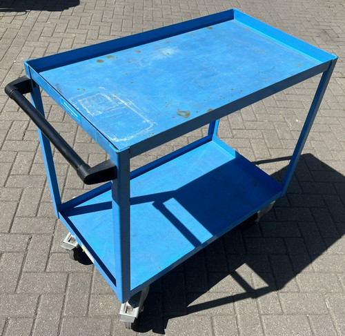 Eurokraft R90-2-FST Tiered Trolley Solid Transport Trolley Steel Blue Workshop Trolley