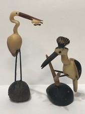 2 Tagua Nut Shore Bird Sculptures