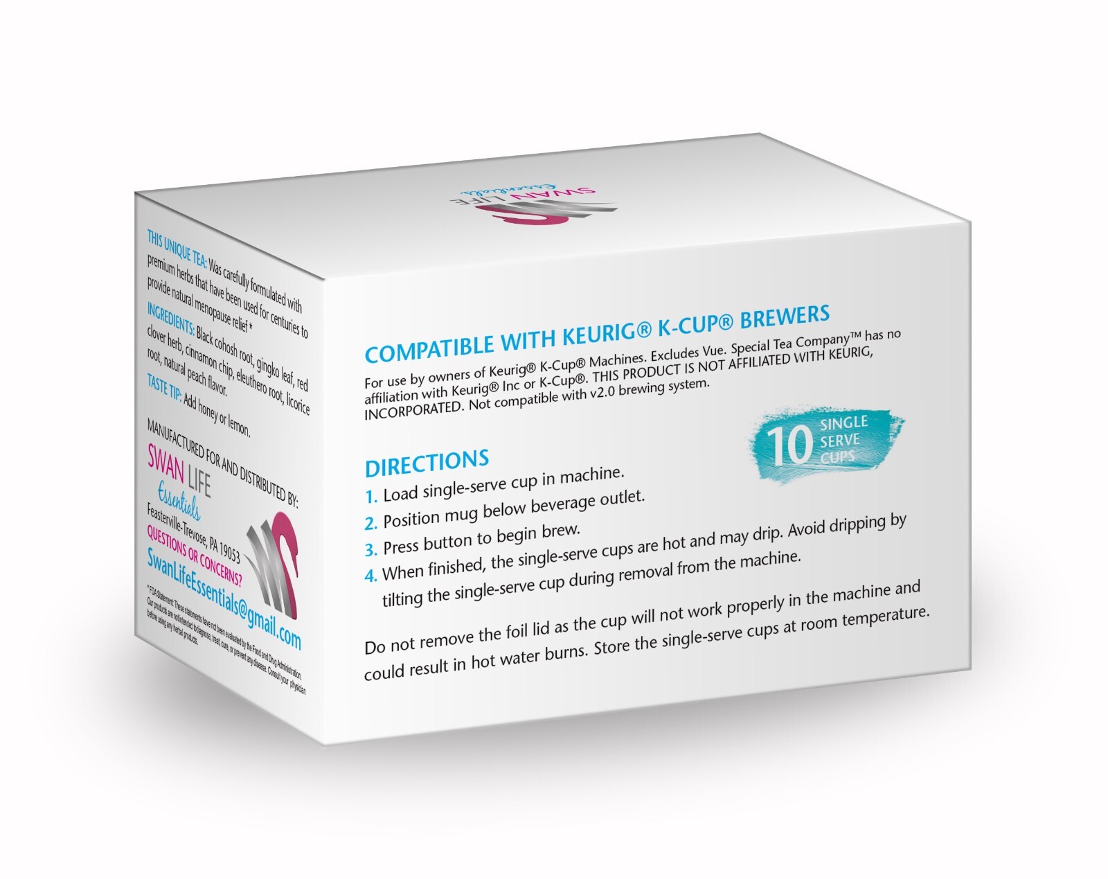 Menopause Relief K-Cup Tea - cinnamon chip, green tea, licorice, gingko 1Bx 