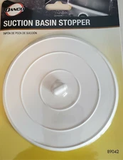 DANCO Flat Suction Sink Stopper, 5 Inch, White, 2-Pack (89042)