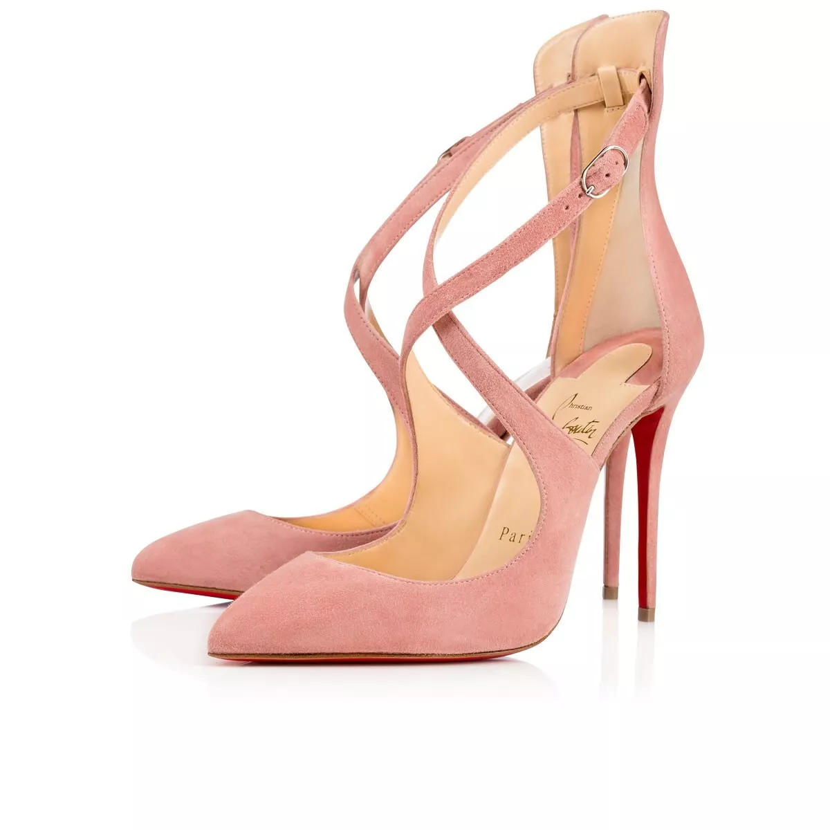 CHRISTIAN LOUBOUTIN Marlenarock Suede Blush Pink Pumps Size 37.5 EU or 7.5 US