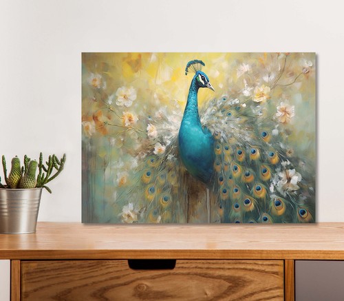 Peacock Abstract 5mm thick Plastic Poster Ready to Hang 60x45cm - Picture 1 of 3