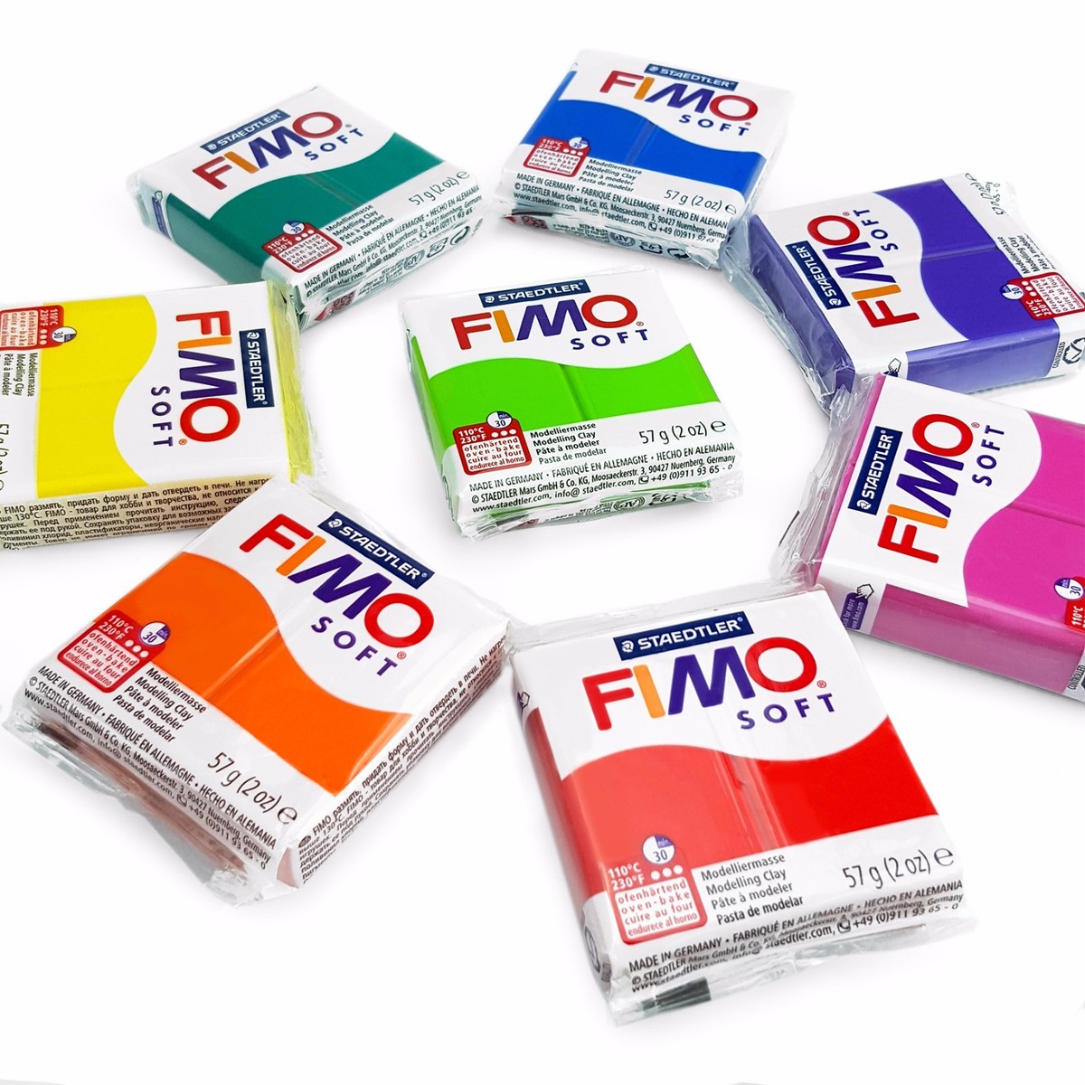 FIMO Soft Polymer Oven Modelling Clay 57g Set of 8 Rainbow Colours eBay