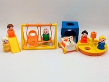 Vintage Fisher Price Little People School Playground Lot Figures Swing Spinner
