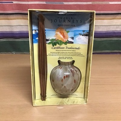 New Sealed Yankee Candle World Scents Caribbean Trade winds Reed Diffuser Glass