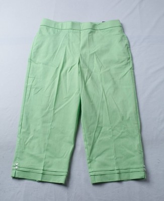 Alfred Dunner Women's Parrot Cay Cuff Capri Pants CN6 Palm Green Size 8 NWT