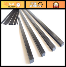 4pcs 6mm Square Carbon Fiber Rods 420mm Length, Solid Pultruded Carbon Tubes, DI