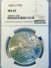 1885 0  MORGAN DOLLAR NGC EXCEPTIONAL  65 GEM  starting 1/2 price $100