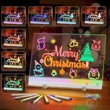 LED Note Board with Colors, Rechargeable LED Drawing Board with 7 Markers, 5 Mod