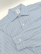      Brooks Brothers Regent Mens Non-iron Dress Shirt 15.5x33 Blue Green Check
