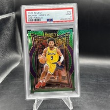 2024-25 Panini Select - Concourse Bronny James #90 Green Mojo Prizm (RC) Psa 9