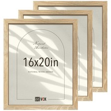 VCK 16x20 Poster Frames 3-Pack - Beige Natural Solid Wood Picture Frame Wall