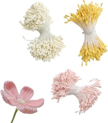 Hochwertige Pfeifenreiniger 3mm Tulpe Flower Stamens Zubehör Gelb Weiß Rosa