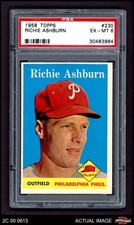 1958 Topps #230 Richie Ashburn Phillies HOF PSA 8 - NM/MT