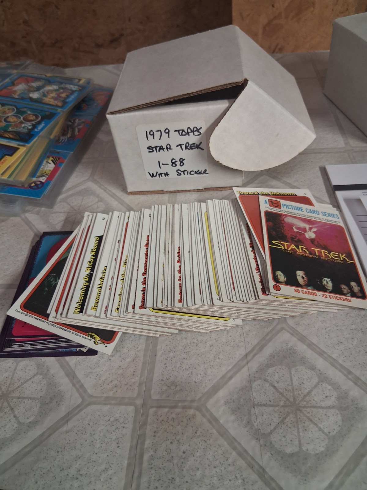 Juego completo de pegatinas de tarjetas Topps Star Trek 1979 1-22 casi nuevo