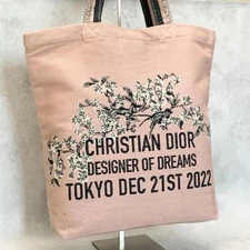 Christian Dior Tote Bag Logo Handbag Purse Canvas Pink Used Women's Authentic