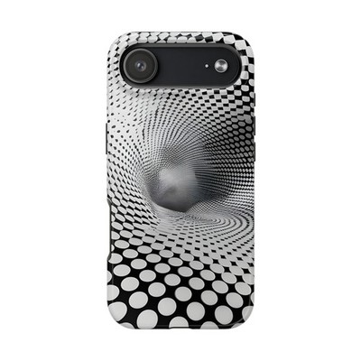 Optical Illusion Vortex pattern Tough Phone Case | Black White Dot Tunnel