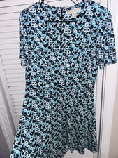 Michael Kors floral dress Size P/M blue, white, yellow short sleeve womens vneck