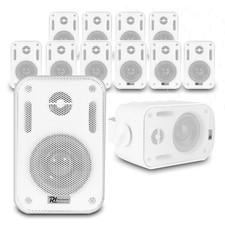 PD BC30V 100V Set of 12 White 3" Weatherproof Speakers Outdoor Garden