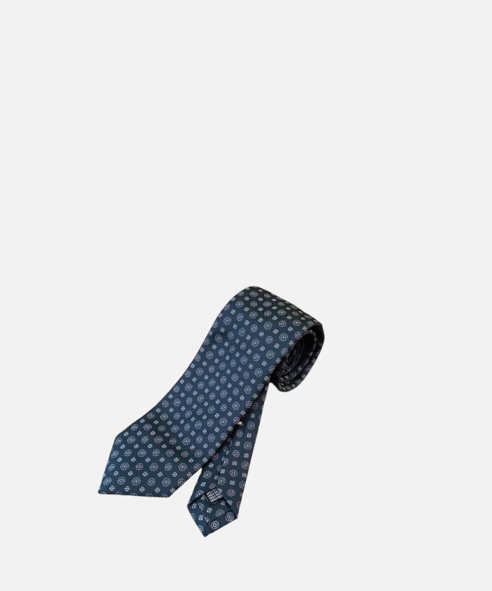 Ультратонкий крават-тре-пьеге из жаккарда seta, зеленый цвет scuro fiori, 3PE.9K525.SEJQ.