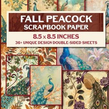 Fall Peacock Scrapbook Paper: Elegant Feather Patterned Pages for Scrapbookin...